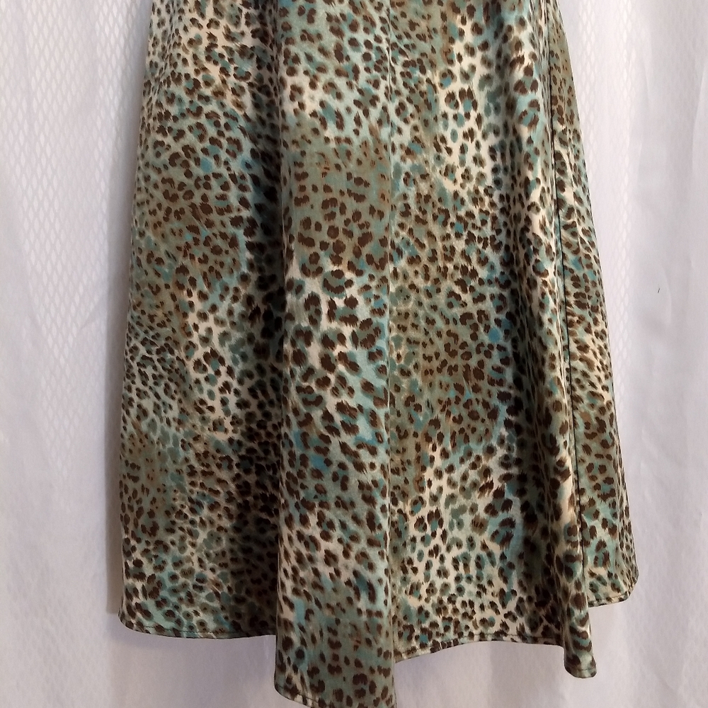 Curtsey Summer Halter-Neck Party Dress, Aqua/Brown/Cream Animal Print, Size 8 - Picture 14 of 15